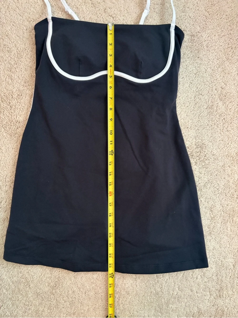 Alo Yoga Airbrush Streamlined Dress Black White Piping Women's Size M EUC